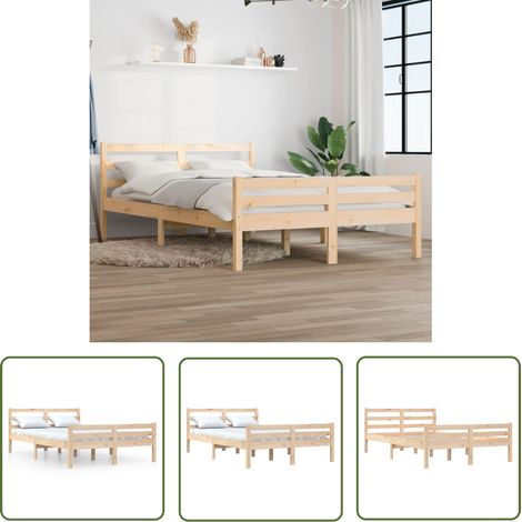 The Living Store Massivholzbett 150x200 cm - Holzbett - Massivholzbette - Kiefernbett - Doppelbett - Boxspringbett (1/5)