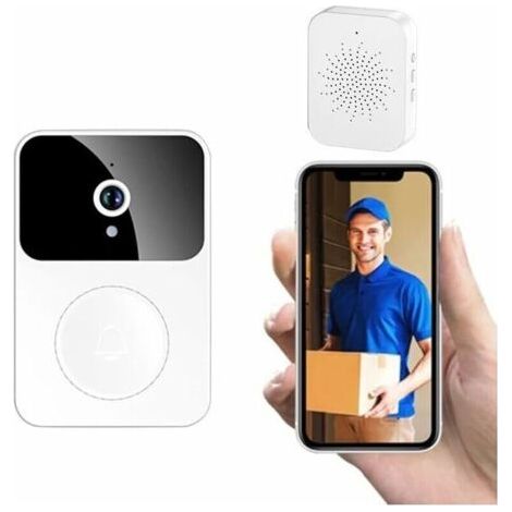 Sonnette Sans Fil Connectée Avec Caméra De Surveillance - Wifi Smart Camera - Enregistrement Vidéo - Sonnette Porte (Type-C) - Plusieurs Sonnerie Rechargeable - Connexion Smartphone A