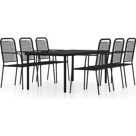 Set da pranzo da giardino con mobili da esterno 7 pezzi nero 020014007
