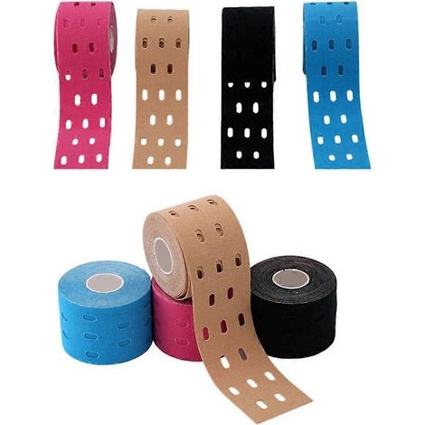 Bande de kinésiologie perforée, latex élastique, bande sportive respirante, bande de soulagement des douleurs musculaires, bande de fitness D (1/4)