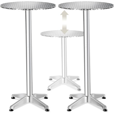 Table de bistrot en aluminium résistantes aux intempéries, pliables 2 hauteurs de montage : 60 x 75 / 115 cm pieds en plastique réglables en hauteur (1/5)