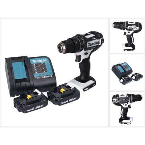 Makita DHP 482 SYW Akku Schlagbohrschrauber 18 V 62 Nm Weiß + 2x Akku 1,5 Ah + Ladegerät (1/5)