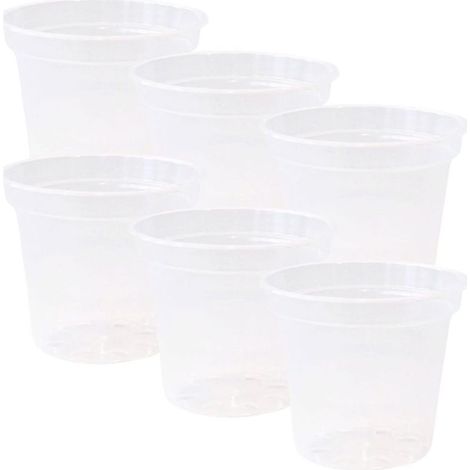 Transparente Anzuchttöpfe, 10 cm Durchmesser, mit Abflusslöchern, robuste, durchsichtige Kunststoff-Blumentöpfe, vielseitig einsetzbar für Zimmer- und Gartenpflanzen, 6er-Set (1/5)