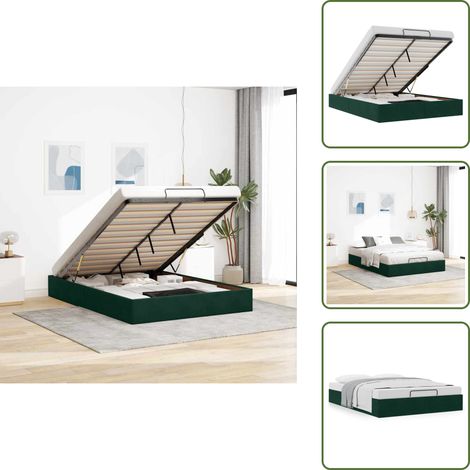 vidaXL Cadre de lit ottoman sans matelas vert foncé 140x200 cm velours (1/5)