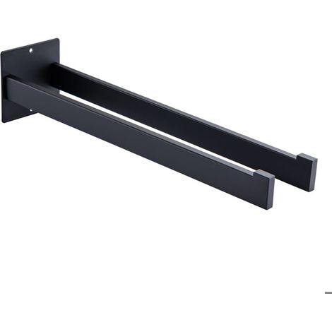 Porte-serviettes mural en Acier Inox - AURALUM - 40 cm - Noir - Sans Perçage