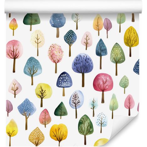 Tapete mit Blumen- und Blättermuster in Weiß, Creme und Blau für Wohn- und Schlafzimmer, 50x1000 (1/5)