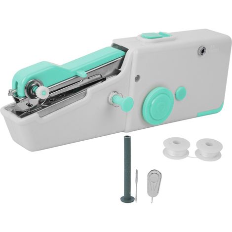Machine à coudre portable à main, mini machine à coudre électrique domestique, outil de couture bleu