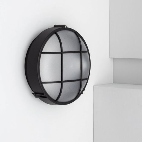 Deckenleuchte Rund für Aussen Ø220 mm Hublot Gitter Schwarz (1/5)