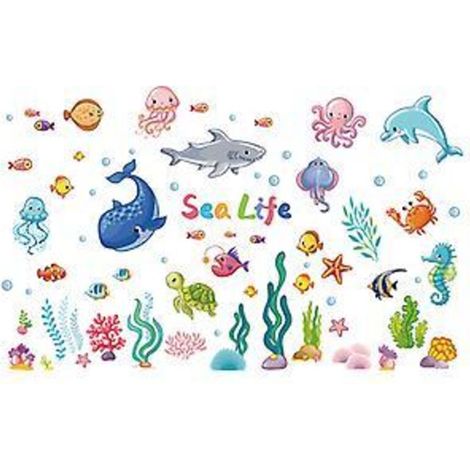 Ocean Paradise Self-adhesive Wall Stickers Kindergarten Kids Room Wall Decor Diy Stickers (1/5)