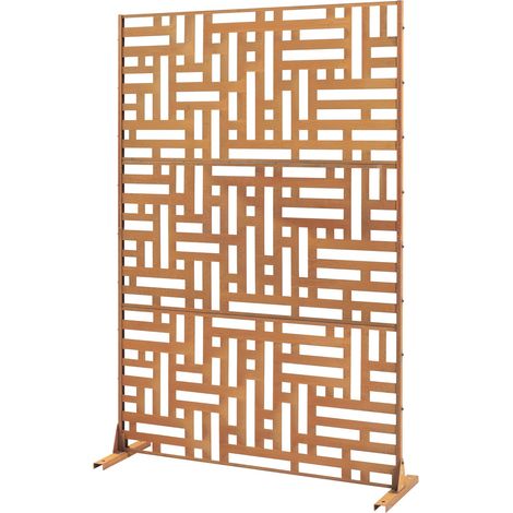 Parete divisoria per uso esterno e interno 180 x 120 x 40 cm acciaio zincato finitura ruggine 030009273