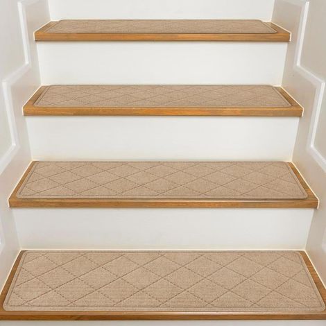 Lot de 15 Antiderapant Escalier, 20 x 76 cm Tapis De sécurité Marchettes d'escalier pour Enfants, Aînés et Animaux De Compagnie avec Adhésif Réutilisable, Beige (1/5)
