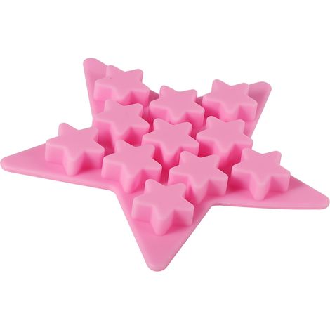 Sternförmige Silikon-Eiswürfelform, rosa Gefrierform für Cocktails, Bars, Partys und Clubs, wiederverwendbares Eiswürfelwerkzeug (1/5)