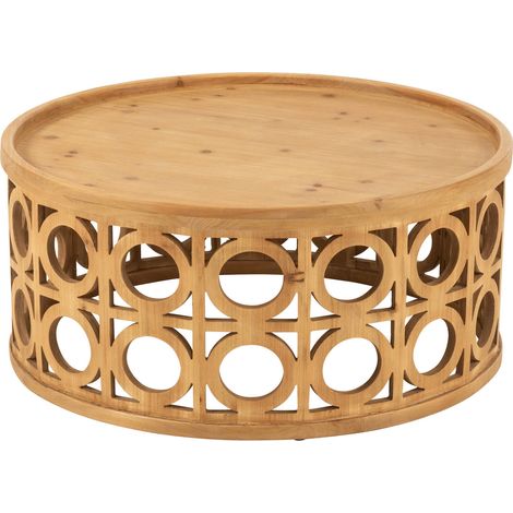 Table basse sculptée en bois naturel esprit design contemporain - Bois naturel clair chaleureux (1/3)