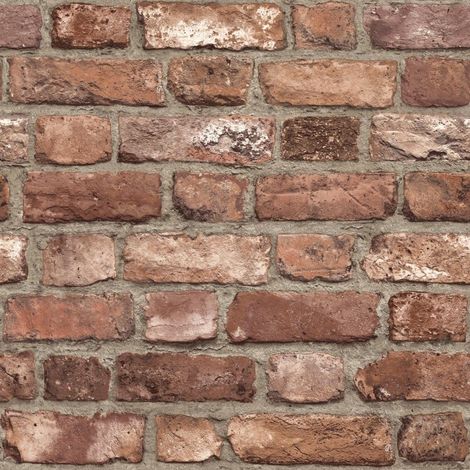 3D Effect House Brick Wallpaper Slate Stone Textured Vinyl Paste Wall Red Grey (1/4)