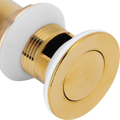 Verstopfungsfreier Abflussstopfen für Waschbecken und Waschtische im Badezimmer, Überlaufschutz, goldfarben (perforiertes Ventil) (1/5)