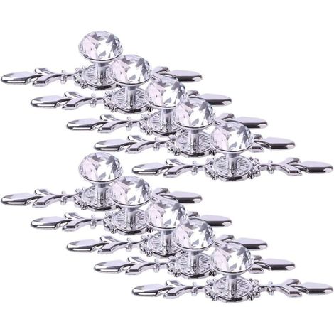 10 Pack Crystal Drawer Pulls, 17cm Diamond Cabinet Handles, Glass Dresser Knobs, Clear Cabinet Handles with Decorative Panels for Kitchen Bedroom