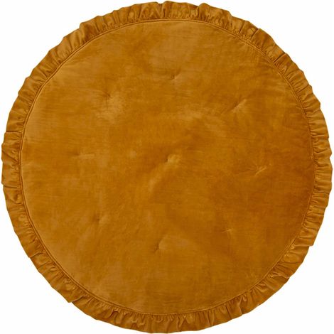 Tapis de sol rond molletonné bébé enfant soft touch - Moutarde (1/5)