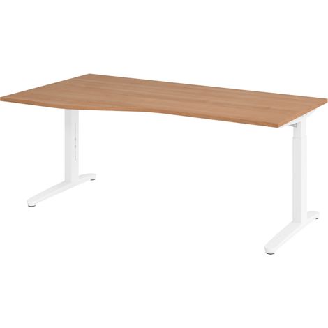 bümö Schreibtisch Serie-XB Freiform: 180 x 100 cm Nussbaum Weiß (1/5)