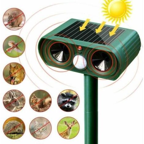 Répulsif solaire à ultrasons pour chats extérieur – Sensibilité et fréquence réglables – Éloigne les parasites, protection de jardin