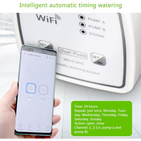 Système d'arrosage intelligent à double pompe Wi-Fi, programmateur d'arrosage automatique, outil d'arrosage télécommandé (1/5)