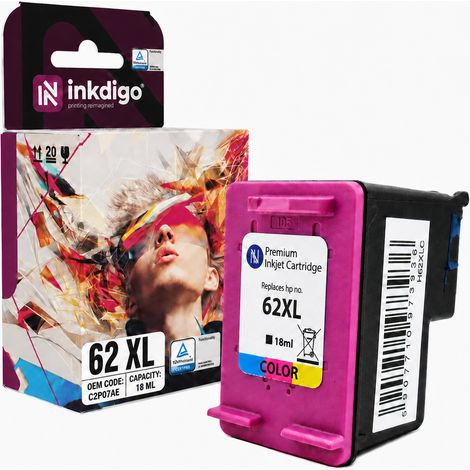 Inchiostro Inkdigo 62XL compatibile con HP DeskJet InkAdvantage5645 OfficeJet 200, certificato TÜV. (1/5)