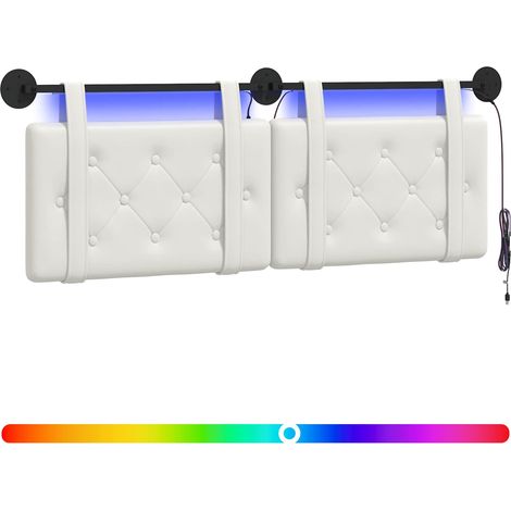 Cabecero colgante Con luz LED Blanco Cuero sintético vidaXL