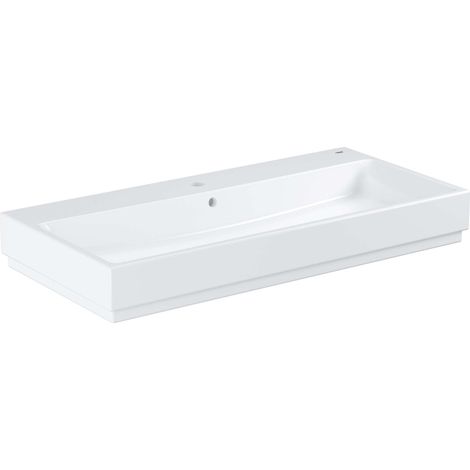 Grohe – Vasque à poser 100 cm en porcelaine vitrifiée – Finition PureGuard anti-calcaire et antibactérien – 1 trou de perçage – Avec trop-plein (1/9)