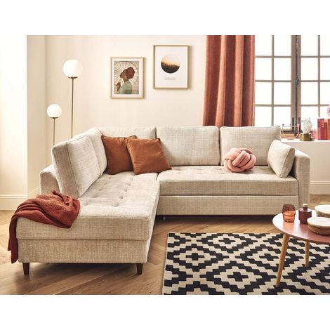 Anna - links 5-sitzer schlaffunktion aus strukturiertem samt - beige