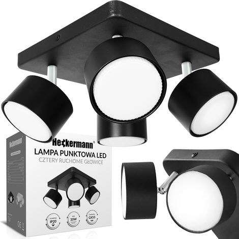 Projecteur LED Heckermann 8795318A Noir 4x tête