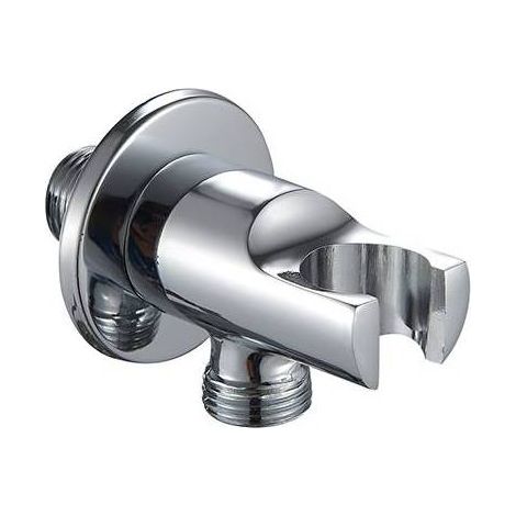 PRISE D'EAU RONDE AVEC SUPPORT DE DOUCHE ET ROSETTE Dimensions : Chrome