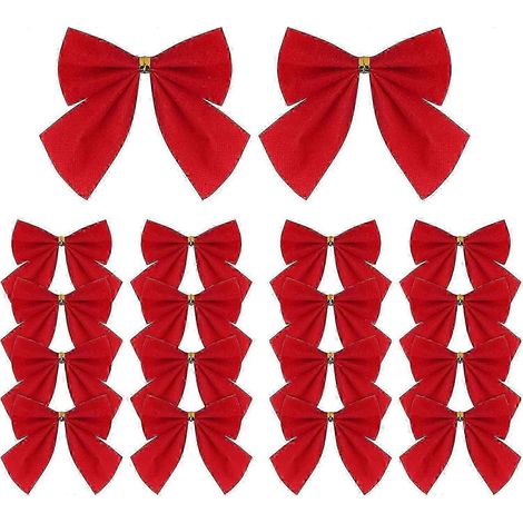 120 mini nœuds en ruban rouge pour sapin de Noël, couronnes de Noël et décorations cadeaux, 5,5 cm (1/5)