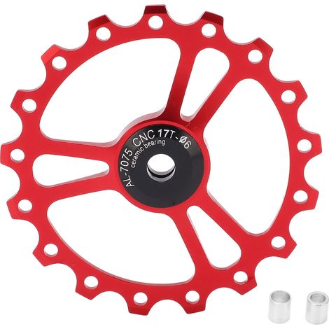 MEIJUN Poulie de Dérailleur Arrière en Céramique 17T en Alliage d'Aluminium pour Vélo de Route et VTT Rouge (1/5)