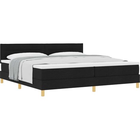 Lit double Lit adulte Lit à ressorts avec coussin Noir 200 x 200 cm tissu (1/5)