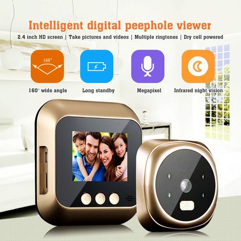 Decdeal Caméra de porte de porte de porte Péphole avec moniteur sans fil View en direct disponible sur la vue de la prise de vue de la vision nocturne numérique pour la sécurité à domicile (sans batte