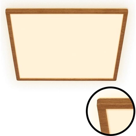 LED Deckenlampe Holz Deckenleuchte Wohnzimmer Indirektes Licht Flach Warmweiß