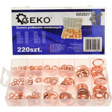 Rondelle Geko g02821 rame 220 pezzi resistente alla corrosione conduttivo elettrico (1/3)