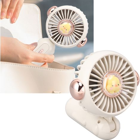 Mini Ventilateur de Voyage Portable [Ventilateur Pliable Compact] Mini Fan USB Rechargeable 900mAh Léger Blanc Antistress (1/5)