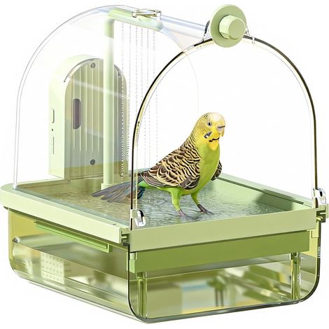 Baignoire Oiseaux Bain oiseau Suspendu Cube Bain oiseau Automatique Baignoire boîte Bain Bol Cage Accessoires Petits Oiseaux Canaris Perruches (1/5)
