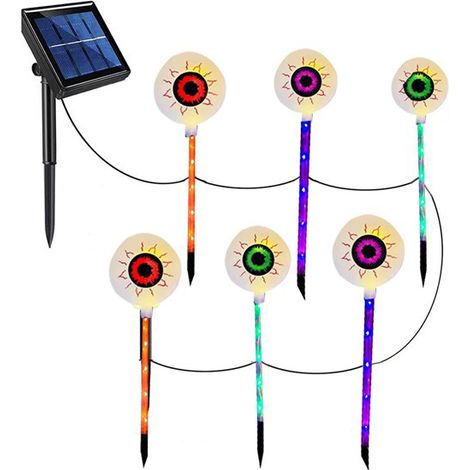 1 set. Color: see photo. Materials: PVC, stainless steel, and ABS. Outdoor solar ground lamp for Halloween.