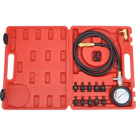 GARRYFIZH Kit d'outils de test de pression d'huile moteur avec boîte à outils, adaptateur d'accouplement à 90° d'avertissement de faible pression