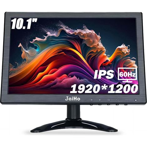 10,1 Pouces Écran Moniteur IPS 16:10 19201200 HD - 60Hz LED Mini Écran PC, HDMI/VGA/BNC/AV/VESA/Support, Sécurité à Domicile, Haut-Parleur Intégré (1/5)