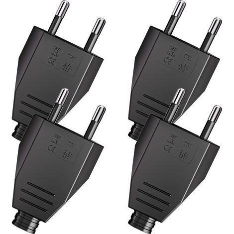 (Noir)4 Pièces Fiche Européenne Plate, Prise Electrique Male 250V 2.5A, Fiche Euro Schuko Fiche D'alimentation Domestique Décorative à Encastrer ou à Remplacer (1/5)