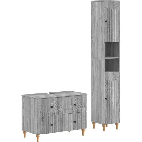 2 Piece Bathroom Cabinet Set ALKMAAR Grey Sonoma vidaXL