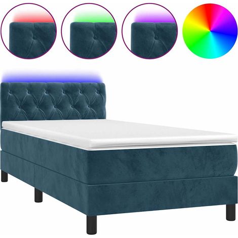 Maison Exclusive - Boxspringbett mit Matratze & LED Dunkelblau 80