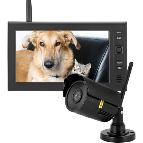 Système de surveillance de sécurité sans fil LCD 7 pouces Wi-Fi 4 canaux Vision nocturne Enregistrement sur carte mémoire 32 Go - WIFI 4 CH (1/5)