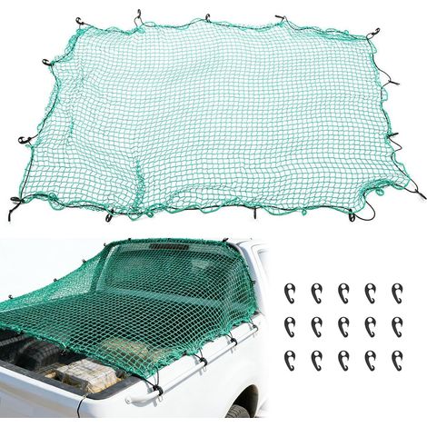 Filet à bagages pour la surface de chargement des pick-up, filet de remorque résistant avec crochets pour véhicules, SUV, fourgonnettes, barres de toit, remorques à bateau, chargement sécurisé (1/5)