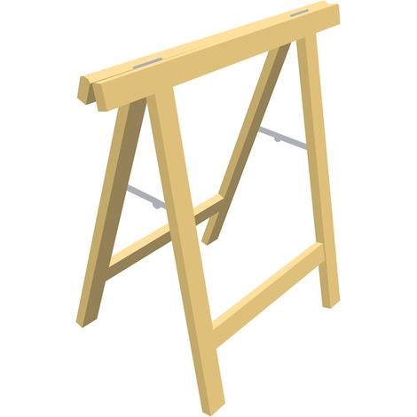 Tréteau professionnel en hêtre – Hauteur 770 mm – Charge maximale 550 kg – Assemblage tenons et mortaises – Compas et charnières zingués – Jacquenet Malin (1/2)