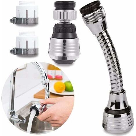 Rubinetto girevole a 2 pezzi, scomparto per rubinetto da cucina mobile a 360 gradi, doccetta con filtro e 2 modalità regolabili, aeratore da cucina, rubinetto da cucina, prolunga per rubinetto da cuci (1/5)
