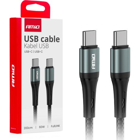Cavo di ricarica FullLINK USB-C da 60 W e 200 cm, modello amio-03915 (1/3)