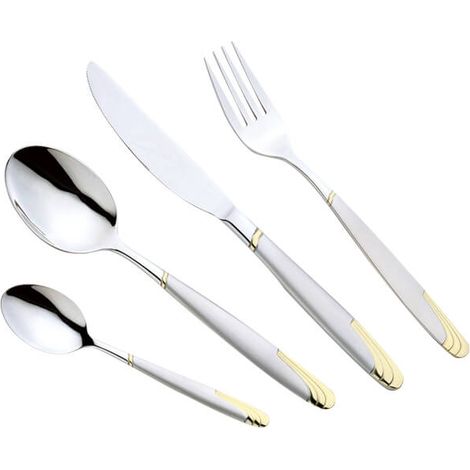 Elegante juego de cubiertos con acabado dorado, 24 piezas (dorado) MR-1512G-24